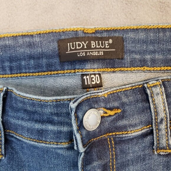 Judy Blue Jeans Womens 30 Blue Skinny Leopard Cheetah Print Ripped Stretch Denim - Picture 3 of 16